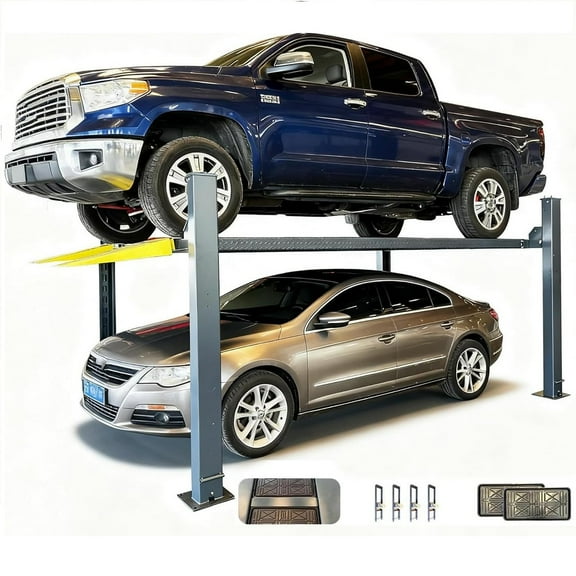 HPDAVV 8500 lbs Four Post Car Lift, 110V Heavy Duty 4 Post Lift w/Caster, Suit for Parking, Maintenance Shop 3 Year Parts Warranty
