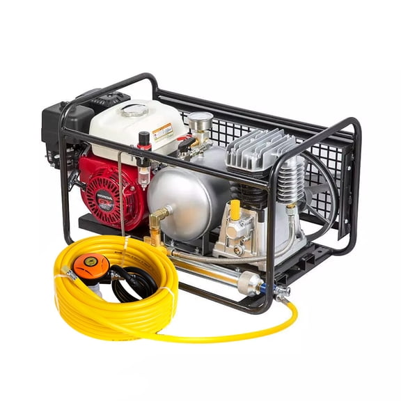 HPDAVV Gas Powered Diving Air Compressor, 5.5HP Hookah System with 50ft Hose & Regulator, 8CFM Portable Scuba Breathing Air Compressor