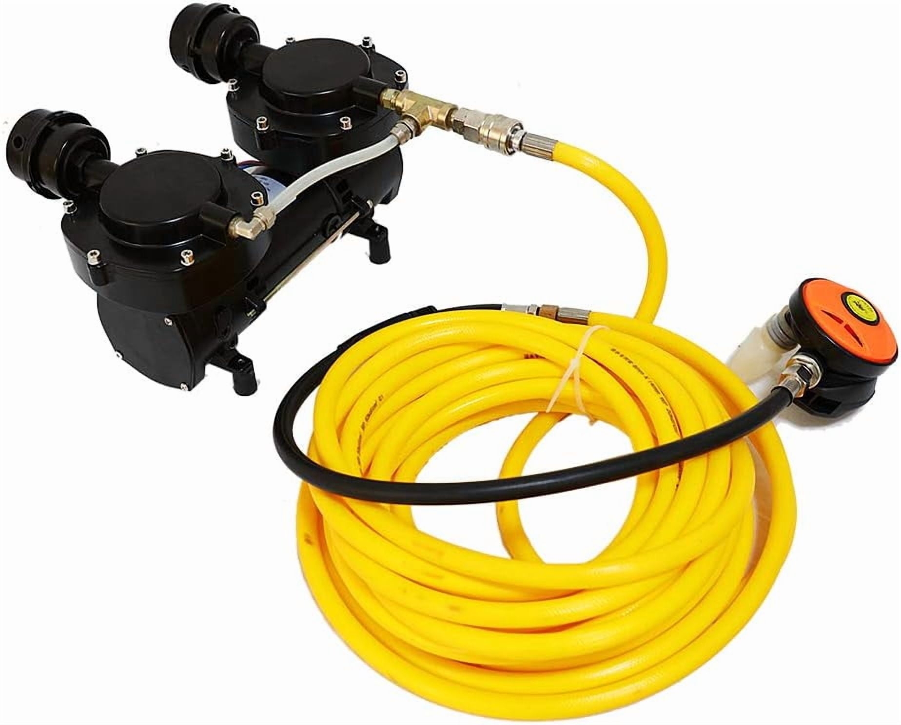 HPDAVV Snorkeling Air Compressor 3rd Lung 3pcs Set with 50ft ABS Breathing Hose & Diving Regulator Powered by 12V DC Battery