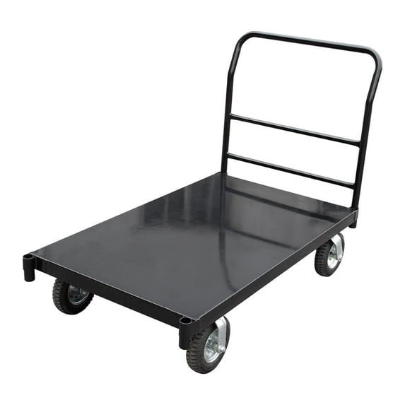 HPDAVV Steel Platform Truck/Smooth Deck Platform Truck Industrial Push Cart 48" L x 30" W Portable Dolly Large Flatbed with 8" Wheels 1000lb Capacity, Black
