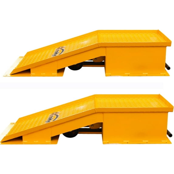 Yellow Ramp Handle HPDAVV Yellow Wide Truck Ramps- 20 Ton Capacity, Heavy Duty Car Lift ...