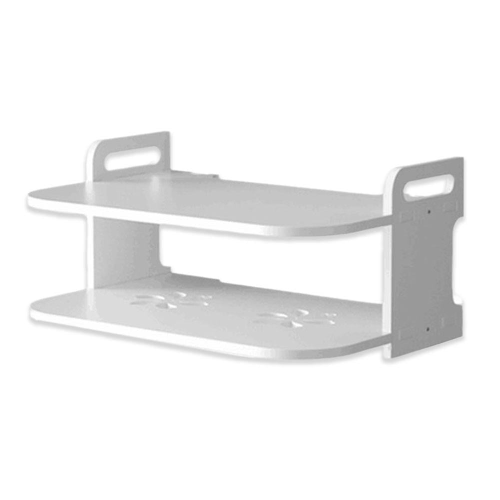 HPDL 2 Tier White Floating Wall Mount Shelf For DVD Player Box Console