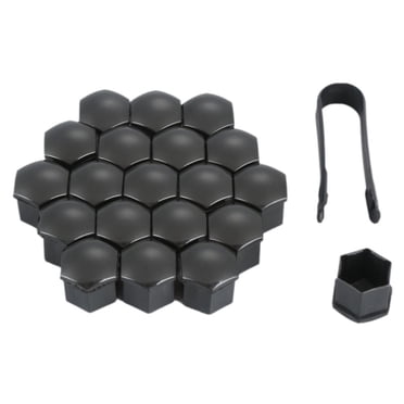 20 Pack 17mm Car Wheel Nut Lug Cover Set – Black Plastic Hub Screw Caps With Installation Tool