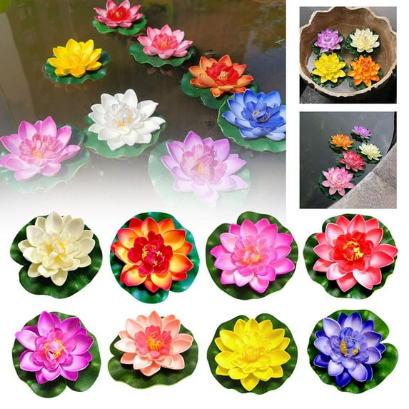 HPDL Artificial EVA Fake LotusLeaf Flower Water Lily Floating Pool Plant Decor