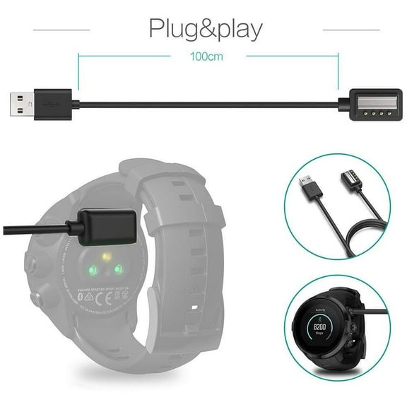 HPDL Black 1mfor Suunto SPARTAN smartwatch charging cable for Suunto 9 data cable