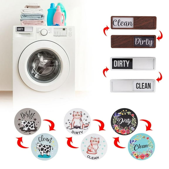 HPDL Dishwasher Magnet Clean Dirty Sign Farmhouse Rustic Design andWhite Wood