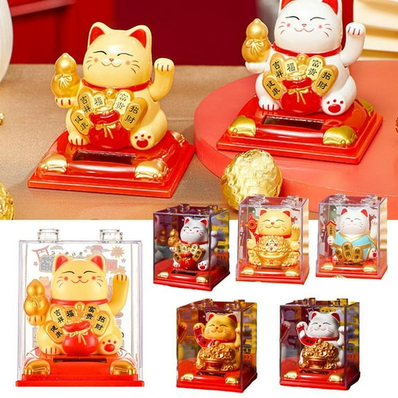 HPDL Fortune Cat Ornament Solar Energy Automatic Hand Shaking Ornament Creative Gi