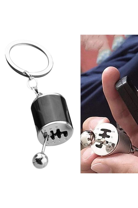 Gear Stick Metal Knob Box Speed Shift Fidget Toy Keyfob Keyring Car