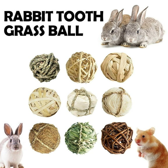 HPDL Grass Mat for Rabbit Rabbit Chew Grass Balls Natural Chew Activity Toys Hay Grass Pet Balls Natural Woven Bed Mat Molar Teeth Set for Bunny Rabbits HamsterChinchillasGerbilsGuinea Pigs
