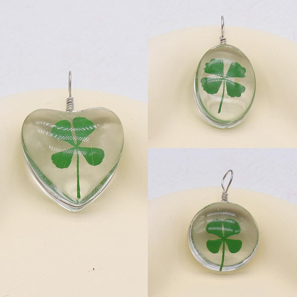 HPDL Lucky Crystal Wish Four Leaf Clover Pendant Necklace Chain Irish ...