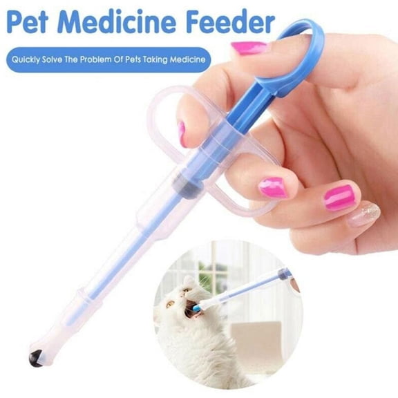 HPDL Pet Syringe Tablet Pill Gun Piller Push Dispenser Medicine Blue Cat Milk