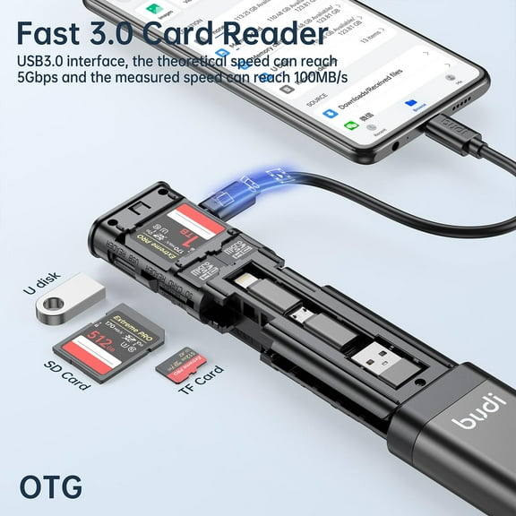 HPDL SD Card Reader For Android Phone Tablet PC Micro USB OTG to USB 30 Adapter