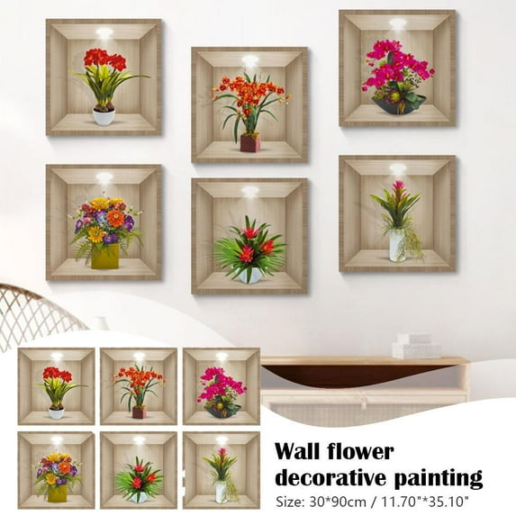 HPDL Selfadhesive 3D Wall Flower Decorative Painting PVC Decals DIY Stickers