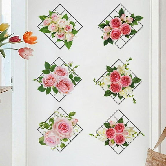 HPDL Selfadhesive 3D Wall Flower Decorative Painting PVC Decals DIY Stickers