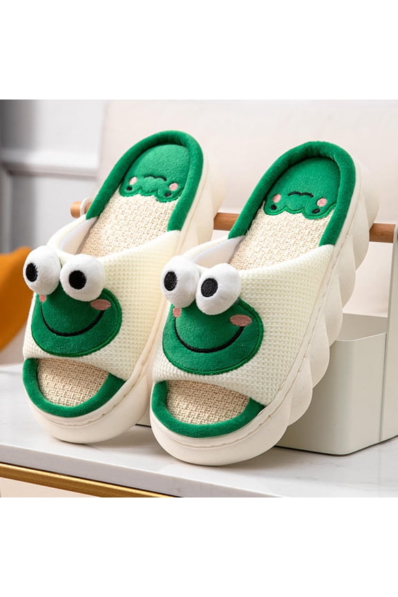 Soft Warm Indoor Slippers for Women and Men Cute Frog Design with Antislip L7