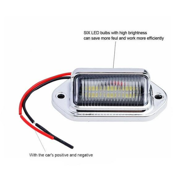 HPDL Universal Silver 6 Led License Plate Tag Lights Lamps For Truck Trailer Van