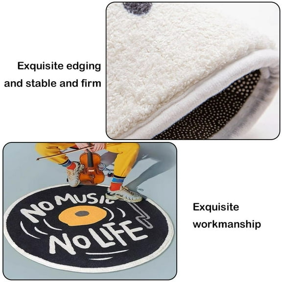 HPDL WSRRDRECVHi CD Shaped Carpet Round Area Rugs For Living Room Nordic Letter Printed Rugs Music Bedside Pattern Carpet Bedroom Disc