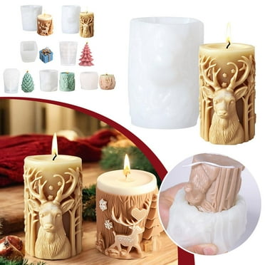 HPDL Winter Christmas Elk Candle Ball Mould Forest Reindeer Plaster Silicone Moldy