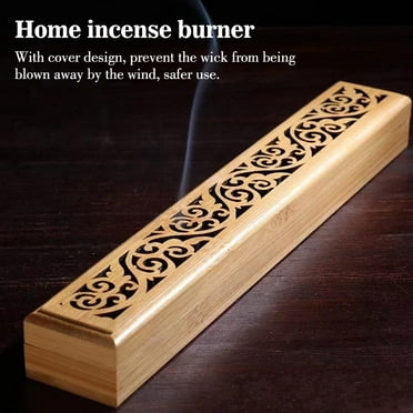 HPDL Wooden Incense Stick Holder Burning Joss Incense Box Incense Burner Ash Catcher