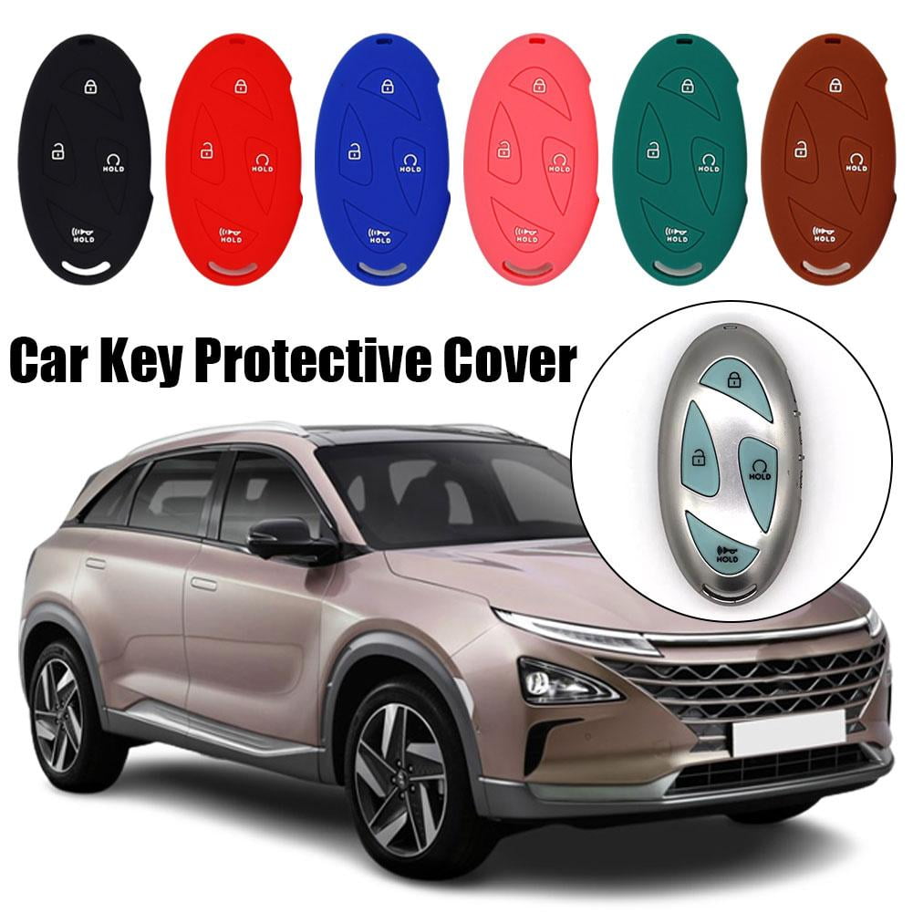 TPU Key Fob Cover For Hyundai 2024-2026 Tucson, Elantra, Santa Fe, Kona, Sonata, IONIQ - 7-Button With Keychain