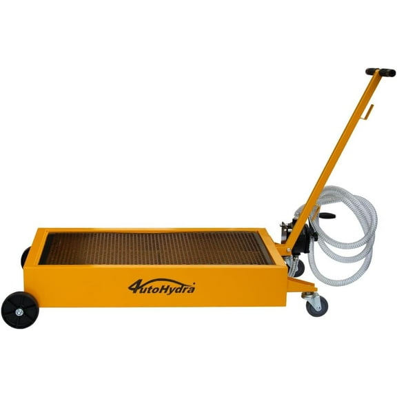 HPDMC 17 Gal Oil Drain Pan with Hand Pump - Low Profile - 17 Gallon Capacity - Heavy-Duty - Swivel Casters