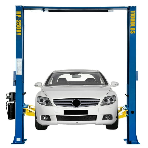HPDMC 220V Two Post Car Lift 11,000 lbs, Overhead Clear Floor Auto Hoist with Hydraulic Power Unit, Single Point Lock Release, Adjustable Support Arms for Garage and Auto Repair Shop