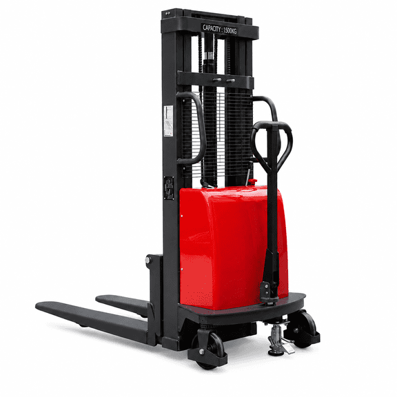 HPDMC 3300 lb Semi-Electric Pallet Stacker, Walkie Electric Lift Stacker with 12V/120Ah Battery, 98 in Lift Height for Warehouse and Material Handling