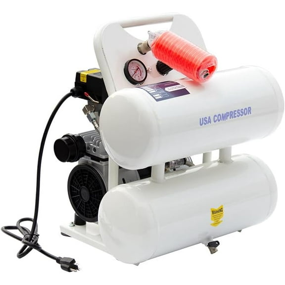 HPDMC 5-Gallon Portable Air Compressor - Ultra Quiet 1.1 HP Oil-Free Electric Air Pump with 5 CFM, 115 PSI for Garage & DIY