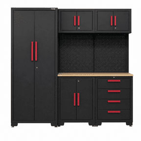 HPDMC 6-Piece Garage Storage Cabinet System, Steel Workshop Set with Workbenches, Pegboards, Lockers & Rolling Tool Cabinets