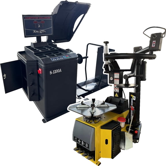 HPDMC 885 Tire Changer and Wheel Balancer Combo, 110V Tire Machine Set with S-1200A Balancer for Garage Auto Repair Shop Equipment