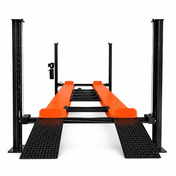 HPDMC 9,000 lb Four-Post Car Lift, 4.0 HP Hydraulic Power Unit, Orange and Black