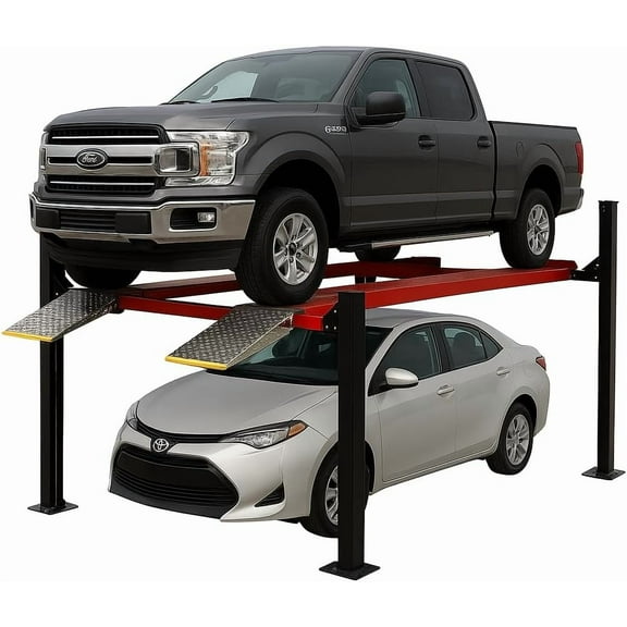 HPDMC 9,500 LBS 4-Post Car Lift, Extra Tall & Wide Parking and Storage Auto Lift with 79" Max Height, 3.0HP Heavy-Duty Hydraulic System for Garage, Parking, or Workshop Use, 1 Year Warranty,110V