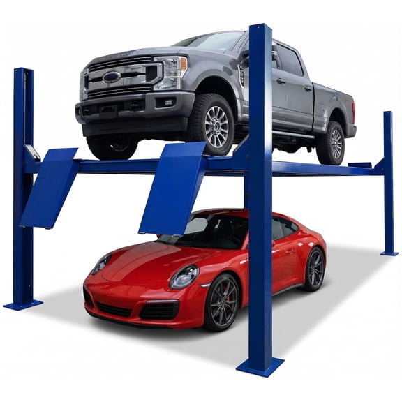 HPDMC 9000 lb 4 Post Car Lift, Extra Tall 75.5" Auto Lift, 110V Hydraulic Garage Parking & Storage Lift with Ramps, Drip Trays & Caster Kit