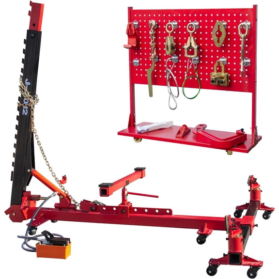 HPDMC Auto Body Frame Puller 5-Ton, J-2012 Car Body Straightener with 11,000 lbs Pulling Force, 120 Swivel Post & Mobile Workbench for Sedan, SUV, and Pickup Repair