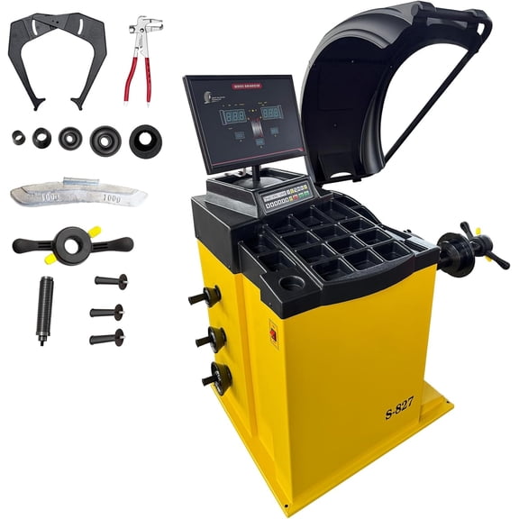 HPDMC Automatic Wheel Balancer - 10-26" Rim, 110V with Laser Guide, 40mm Spindle, for Alloy & Steel Wheels