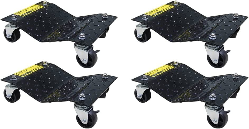HPDMC  Car Tire Stakes  - Tire Dolly 6000 lbs Capacity (1500 lbs per Skate), Heavy Duty Wheel Dolly Car Tire Stakes, Set of 4, Black