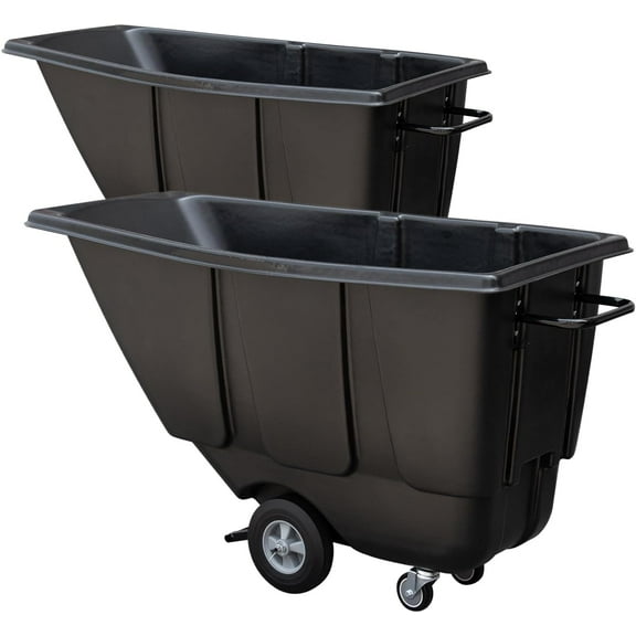 HPDMC Commercial Products Tilt Dump Truck - 450 lbs Capacity 1/2 Cu.Yd | 10" Wheels & 4" Casters Trash Cart | Trash Recycling Cart for Construction Sites & Industrial Transport,Two-Pack