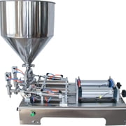 HPDMC Double-Nozzle Pneumatic Paste Filling Machine - 10 to 100ml Precision Semi-Automatic Stainless Steel Piston Filler with 30L Hopper for Cream, Sauce, Oil & Cosmetics - 110V