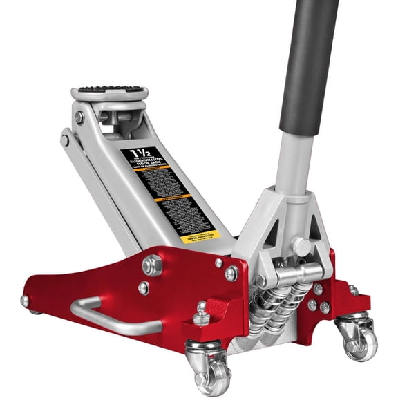 HPDMC Floor Jack - 1.5 Ton Low Profile Hydraulic Jack with Quick Lift Pump - Aluminum and Steel ConstructionRed