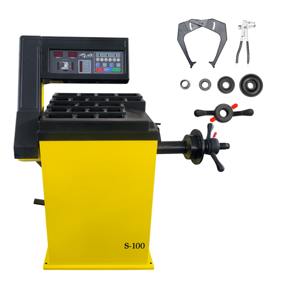 HPDMC Heavy-Duty Tire Balancer Machine - 110V/60HZ - 12'' to 24'' Rim Capacity - 7s Cycle Time - ±1g Accuracy - 1 Year Warranty