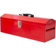 HPDMC Metal Tool Box - 19" Heavy Duty Steel Toolbox with Metal Latch - Portable Hip Roof Style Mechanic Tool Boxes for Car, Truck, Tractor & Home Use Red