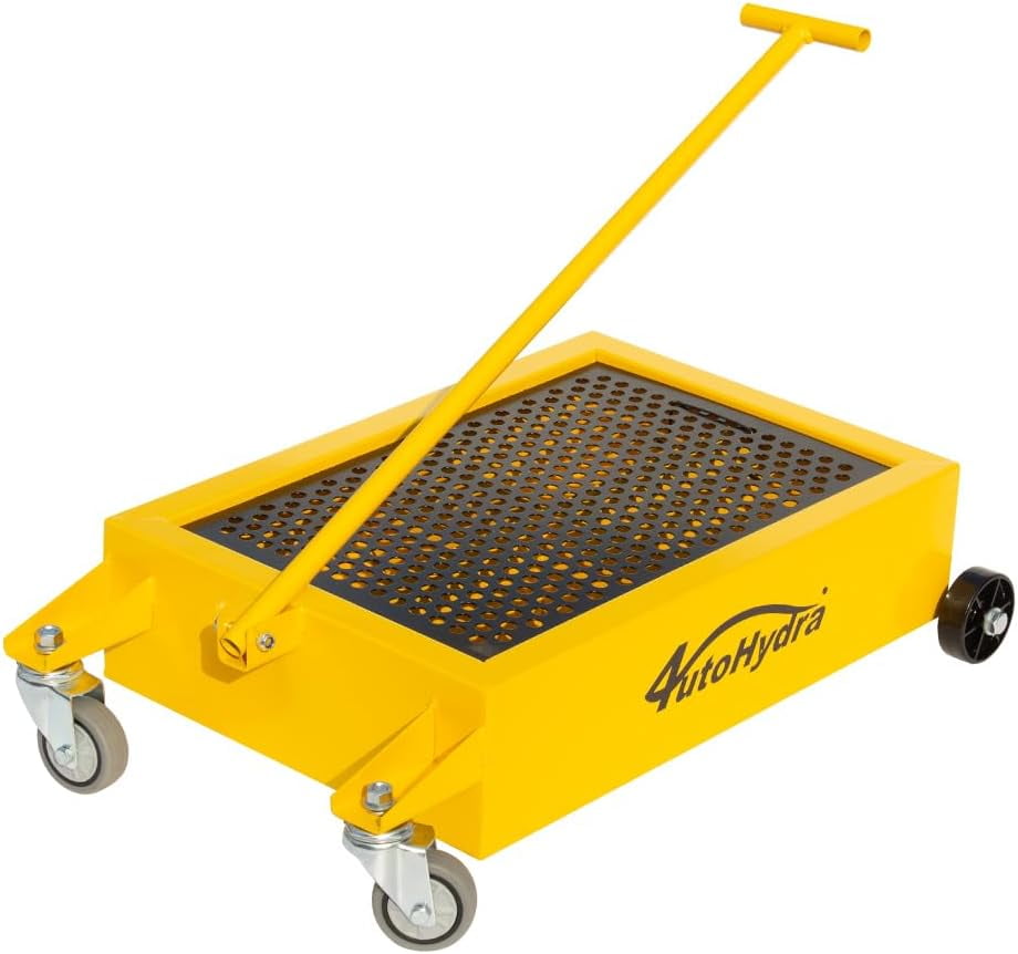 HPDMC Oil Drain Pan 9 Gal Direct Drainage Oil Drainer, Large Capacity Truck Oil Change Pan, Portable Low Profile Oil Drain Pan, Swivel Casters Wheels for Car SUV Trucks