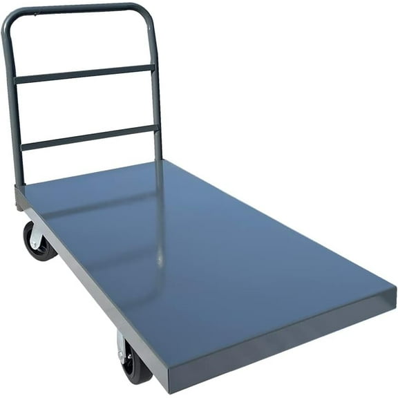 HPDMC Steel Platform Truck/Smooth Deck Platform Truck Industrial Push Cart 60" L x 24" W Portable Dolly Large Flatbed with 6" Wheels 2000lb Capacity, Gray