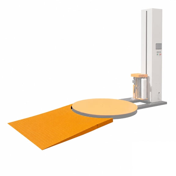 HPDMC Stretch Wrapper Machine Ramp, 55.1" x 59.1" x 3.1", 2 Ton Capacity, Q235 Checker Plate Loading Ramp for Forklift and Stacker