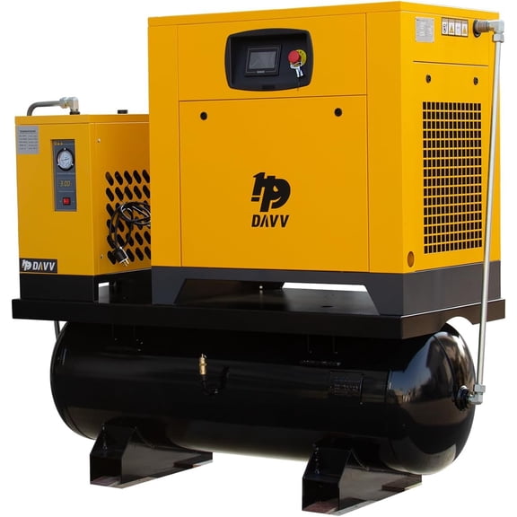 HPDMC Variable Frequency Drive Rotary Screw Air Compressor - 20HP/ 15KW - 81CFM/ 125PSI - 230 V/ 3-Phase/ 60Hz - 80 Gallon ASME Tank All-in-One Side Industrial Air Compressed System