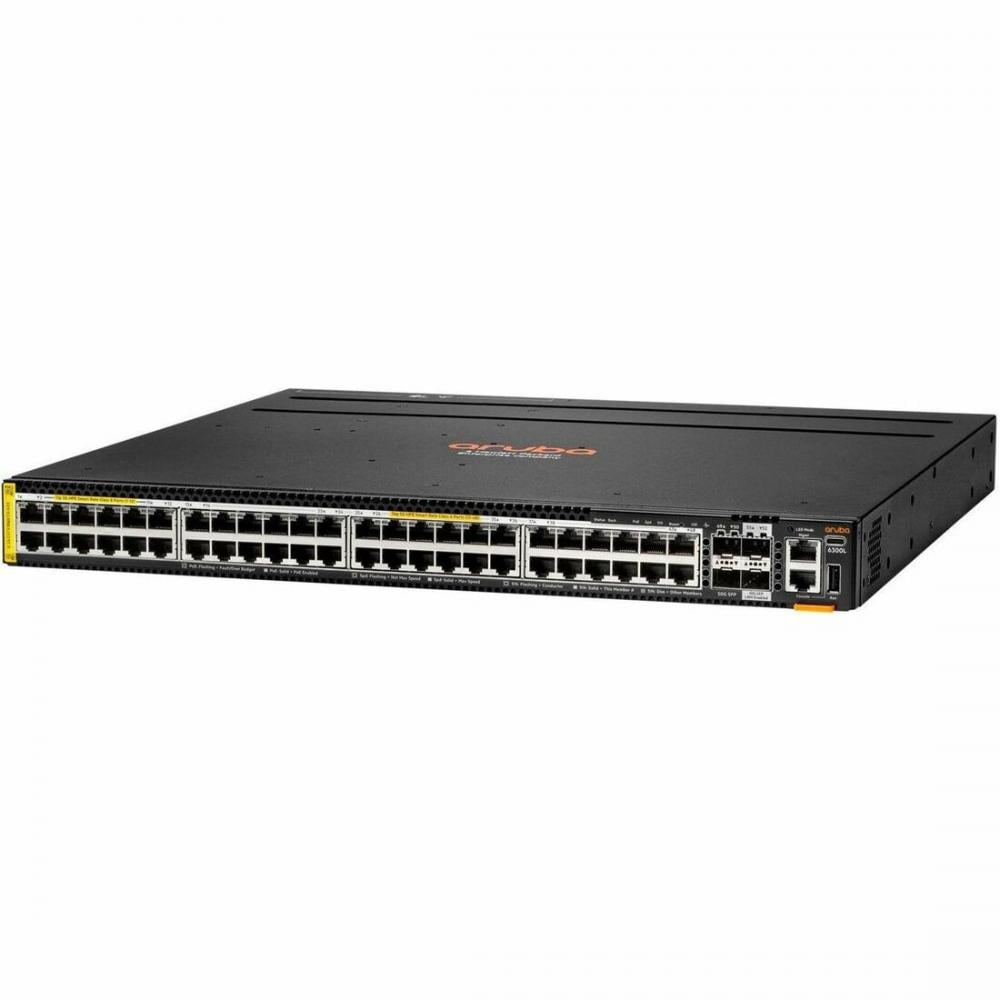 Aruba CX 6300 Ethernet Switch - 48 Ports - Manageable - 5 Gigabit Ethernet, 10 Gigabit Ethernet, 50 Gigabit Ethernet - 5GBase-T, 10GBase-X, 50GBase-X - 2 Layer Supported - Modular - 4 SFP Slots - 2...