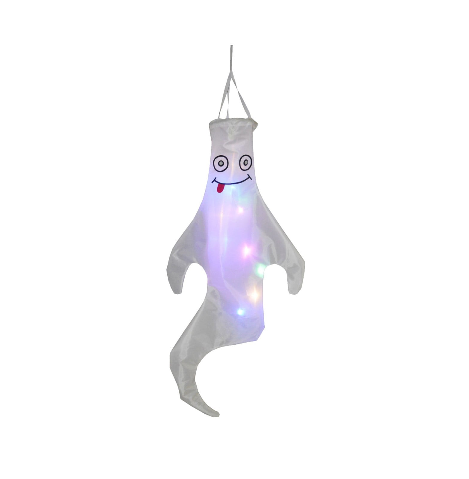 2-Pack Halloween Light-Up Ghost Decorations - Hanging LED Ghosts For Yard, Garden & Party (White & Orange)
