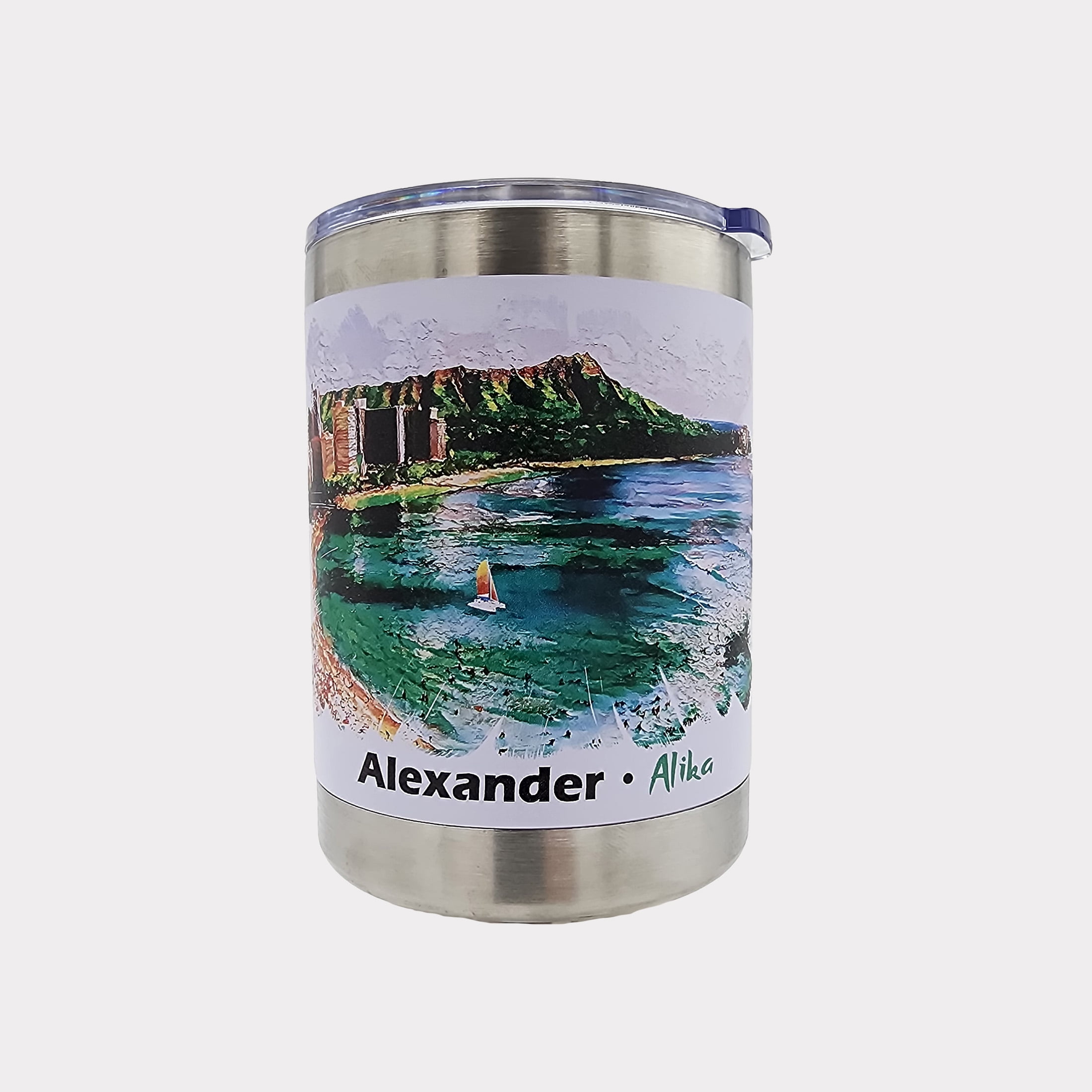 HPI Personalized Oahu Double Wall Stainless Steel Vacuum Insulated Lowball Tumbler with Lid 10oz
