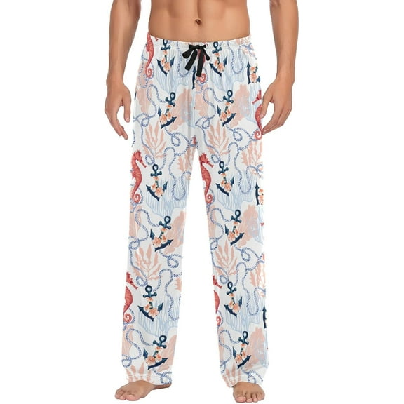 HPINK-T Abstract Wave Seamless Pajama Pants Mens Lounge Pants Lightweight Men Pajama Bottoms with Drawstring Pockets