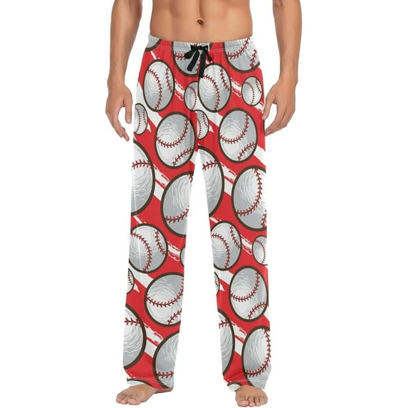 HPINK-T Baseball Men's Pajama Pants Motorcycle Motocross Abstract Sleepwear Lounge Pajama Bottoms with Pockets, S M L XL XXL